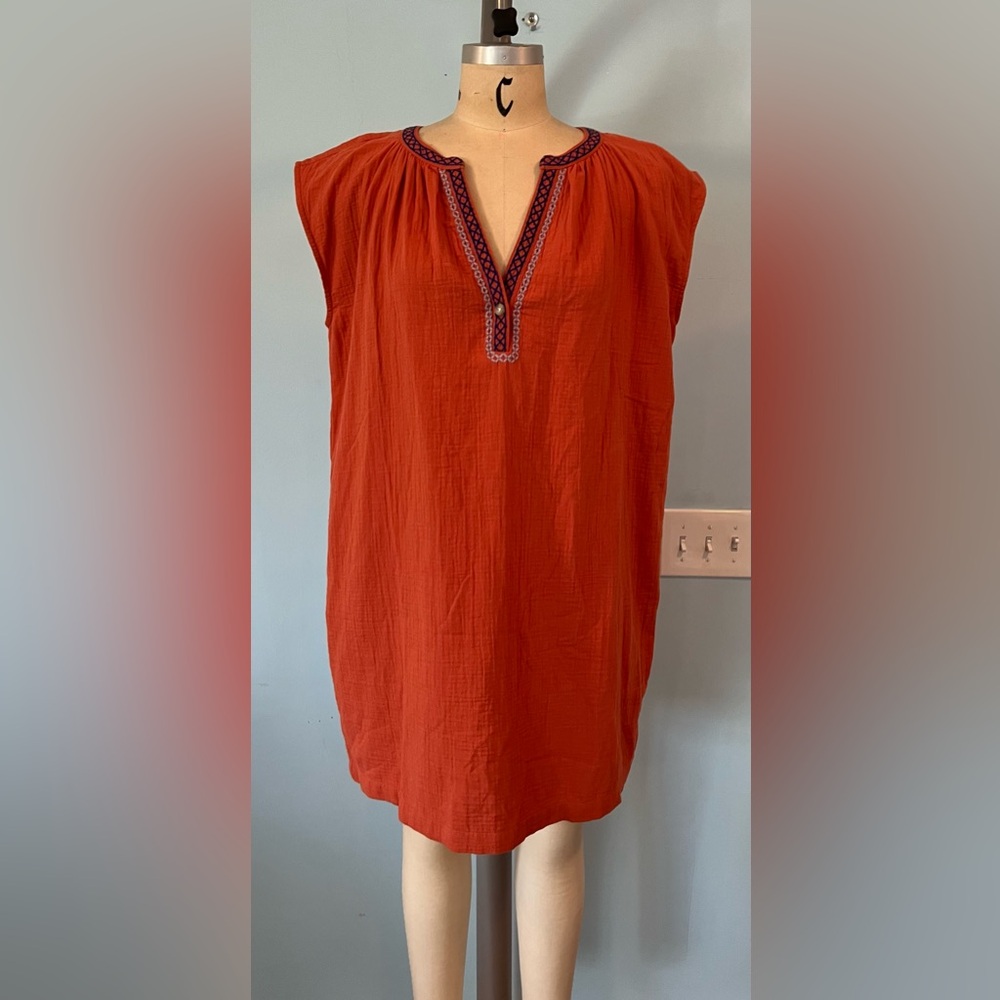 NWOT Madewell Embroidered Lightestspun Cover-Up Tunic - Orange - Medium - Picture 7 of 11